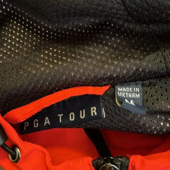 PGA Tour Men's Red Black Golf Zip Up Windbreaker Jacket - Picture 3 of 8